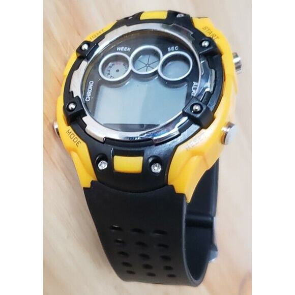 Chrono Yellow Black Water Resistant 3Bar Watch NICE GIFT Brand New Nwot - Picture 3 of 6